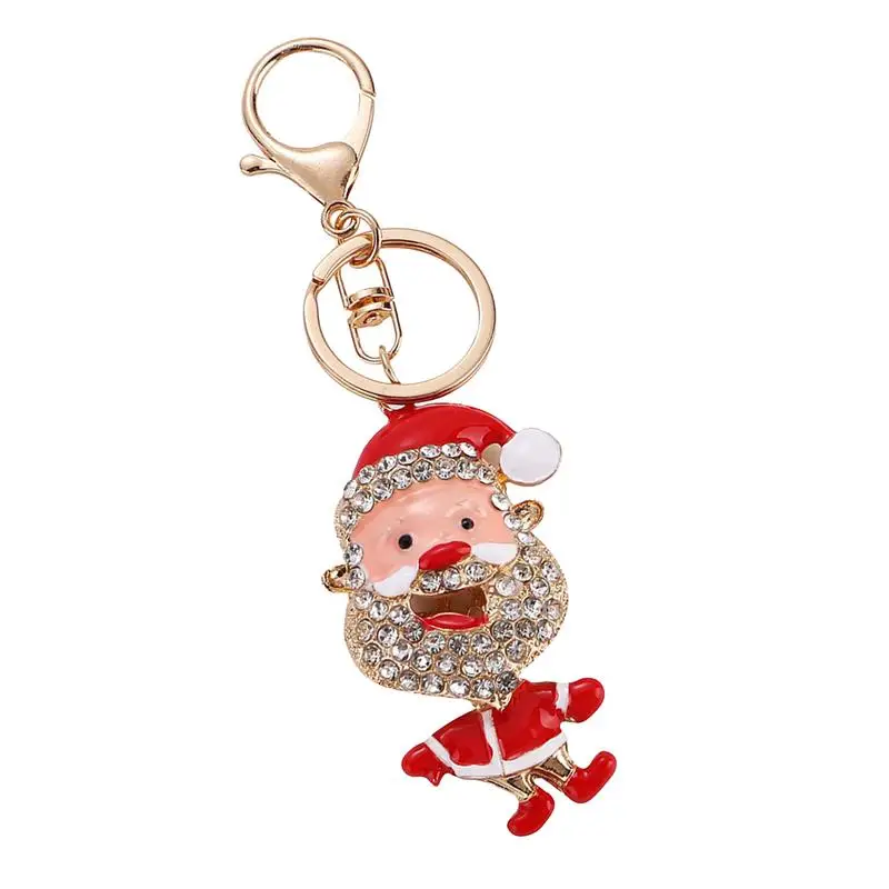 Cute Keychains Cartoon Christmas Santa Claus Ornaments Creative Christmas Accessories Alloy Purse Bag Car Key Backpack Charm