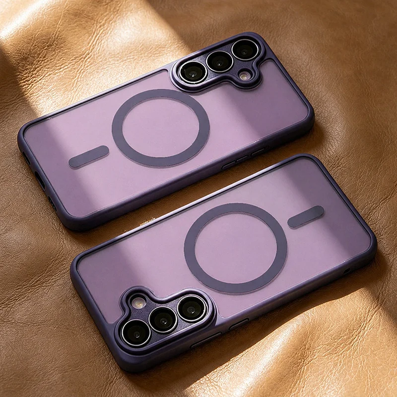 Funda magnética de lujo compatible con MagSafe para Samsung Galaxy A57 A37 A56 A36 A16 A17 A26 S26 Ultra S25FE S24 con protección de lente 5