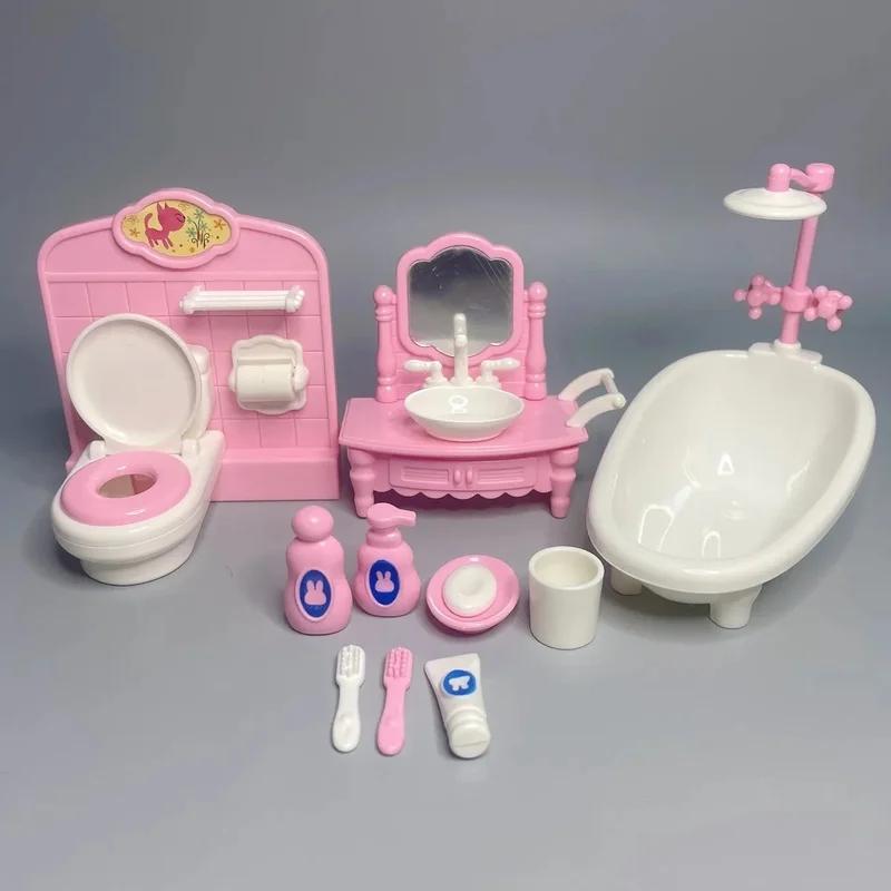 가구 미니어처 장면 역할 놀이 장난감 욕실 모델 욕조 샤워기 및 세면대 포함