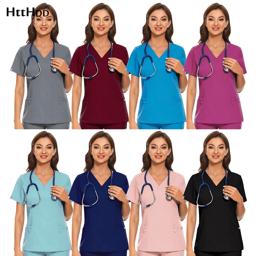 Camisa de enfermagem decote V feminina, Tops de enfermeiros, Blusa, Roupa Médica, Beleza, Enfermagem, Trabalhando