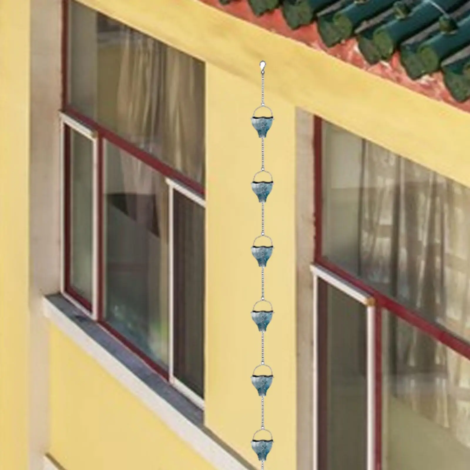 

Metal Rain Chain for Gutter Downspouts Wind Chime Divert Rainwater 113" Length Decoration for Yard Outdoor Balcony Garden Roof