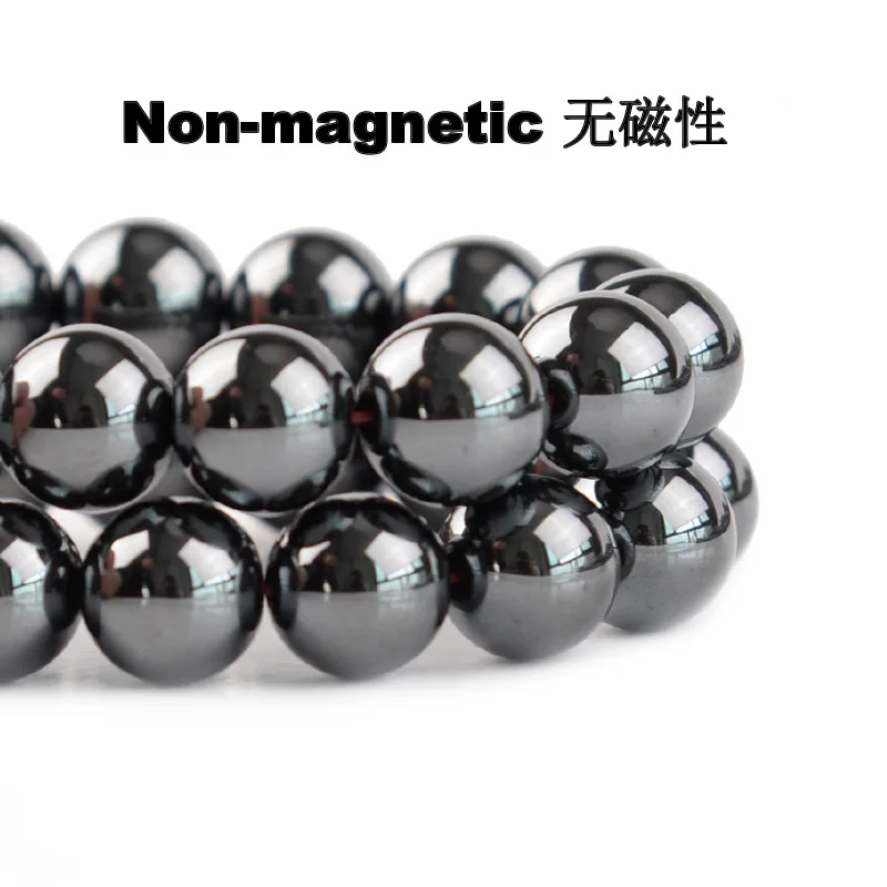 Natural Stone Hematite Round Beads Non Magnetic Gallstone Loose Beads Elegant Jewelry DIY Necklace Bracelet Jewelry 2-12mm