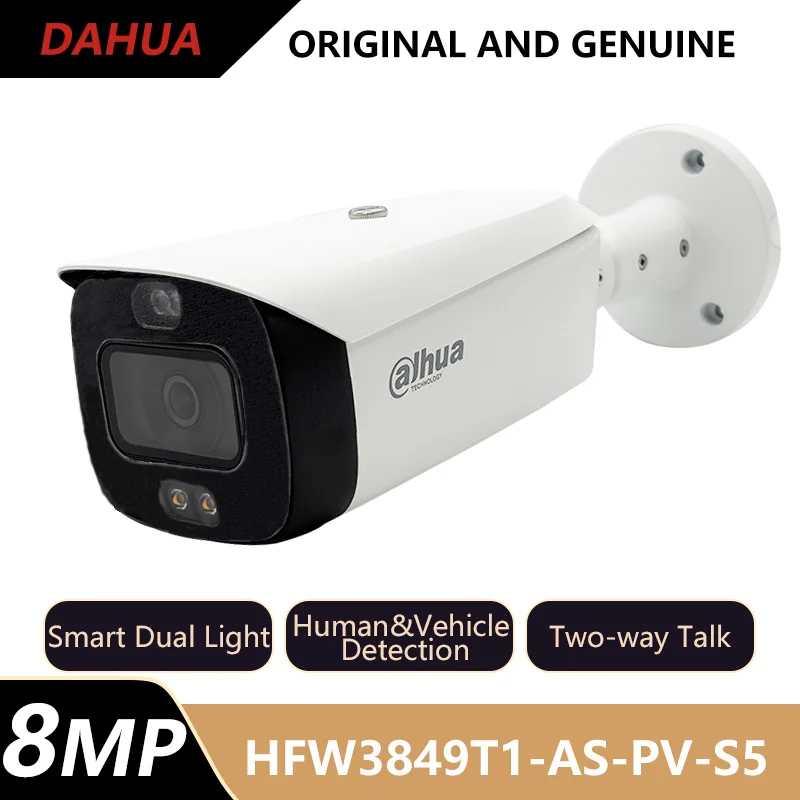 

Dahua 8MP Smart Dual Light Bullet Network Camera Human&VehicleI Detection Two-way Talk IPC-HFW3849T1-AS-PV-S5 IP67 PoE WDR