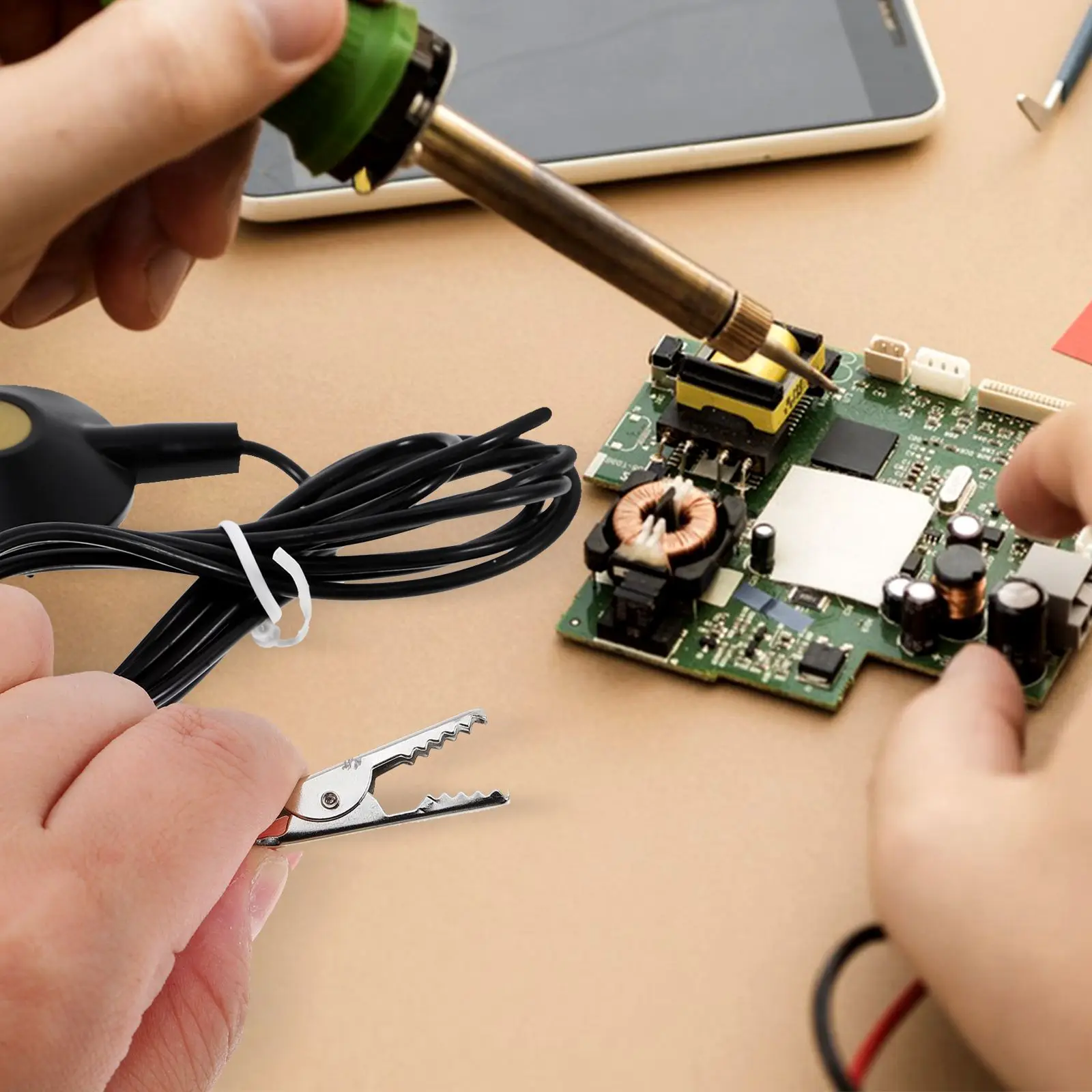 Ventouse antistatique ESD, ventouse, câble de terre, tapis de Table, prise de mise à la terre noire, pince à fil à griffe étoile, PU PVC