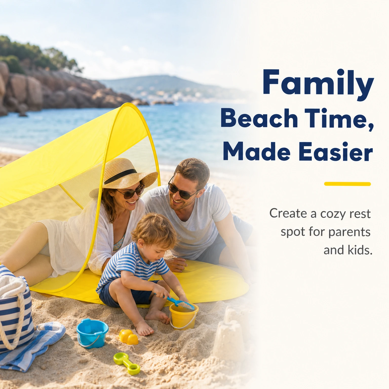 One Click Automatic Open Beach Tent Windproof Anti Mosquito Sun Canopy For Family Beach Picnic Travel