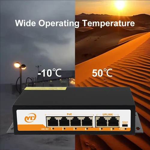 Imagen 2 del producto Nuevo conmutador Ethernet POE RJ45 SFP 48V con enlace ascendente 802.3af/at Plug and Play no administrado, para cámara IP/NVR