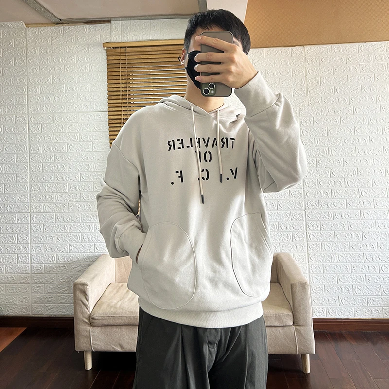 2023 Autumn Winter New Basic Sweatshirts Men Plus Size Hoodies Letter Printed High Quality Pullovers Fashion Washed Casual Sport