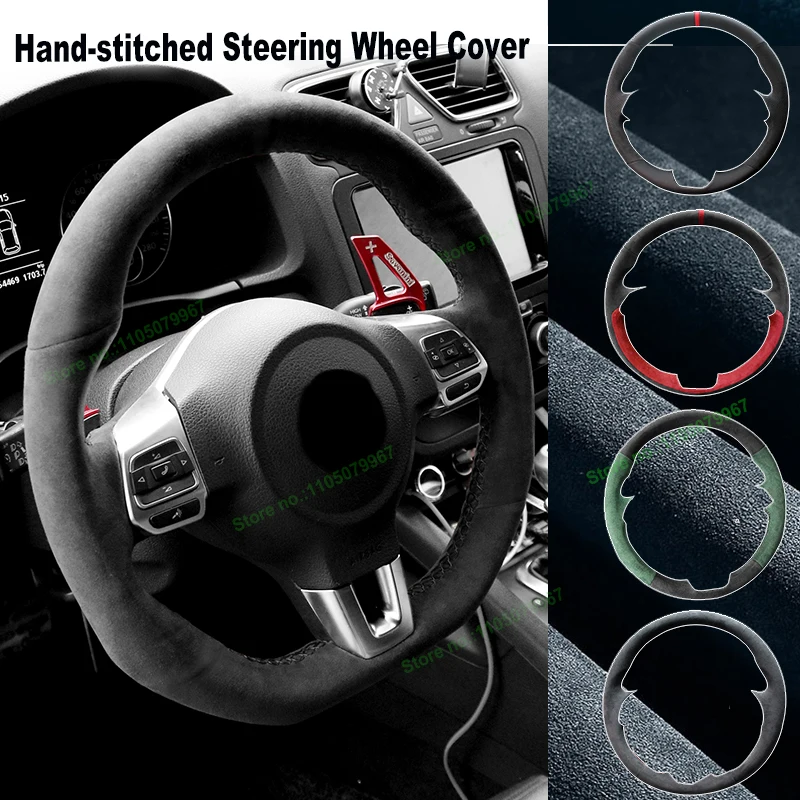 

Hand-Stitch Non-slip Alcantara Leather Car Steering Wheel Cover Wrap for Volkswagen Golf6 Polo GTI MK6 Scirocco R Passat CC