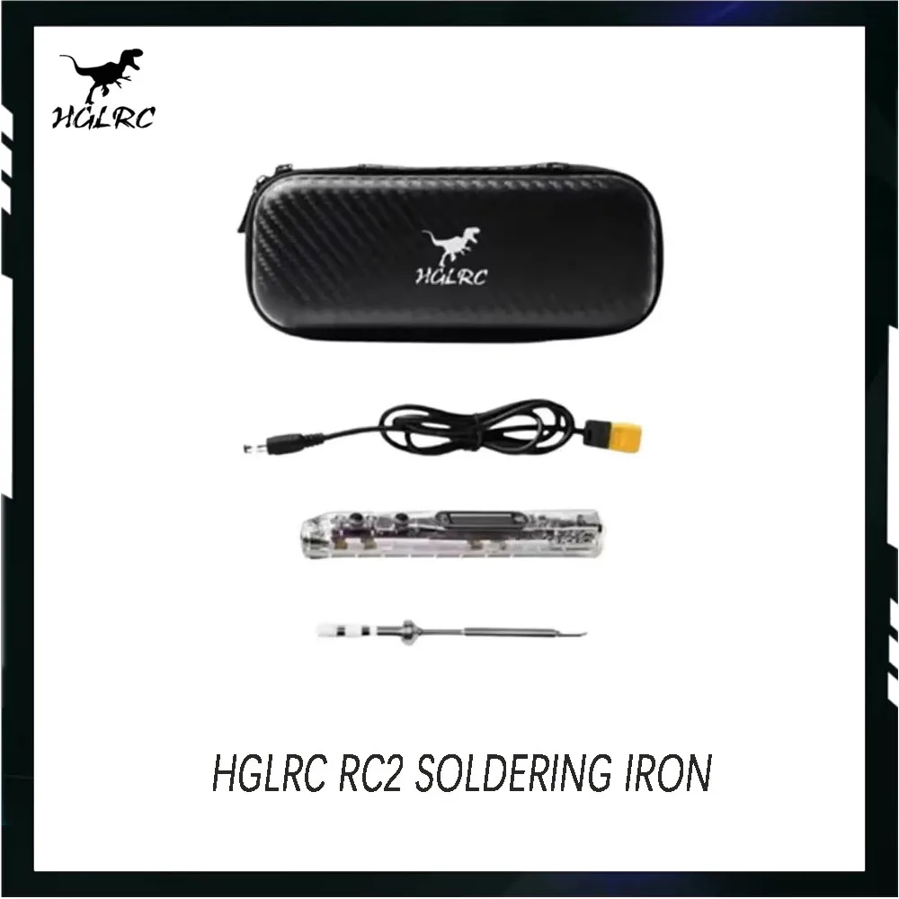 

HGLRC RC2 Soldering Iron-OLED HD Display, Smart Constant Temperature - Compatible with TS/T12 Soldering Iron Tips for FPV Drone