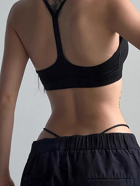 

Women's Sports Vest with Chest Pad Small Strap Yoga Top Inner Wear Inteated Outerwear Ne Hanging ort Sle Commute Wind