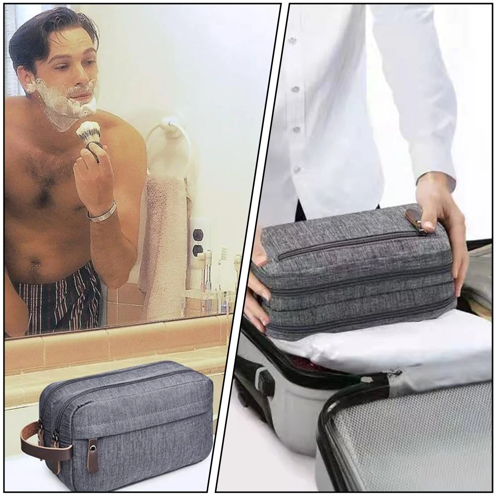 

Portable Makeup Bag for Men Women Travel Toiletry Bag Waterproof Nylon Storage Case with Zipper Grey Multifunctional