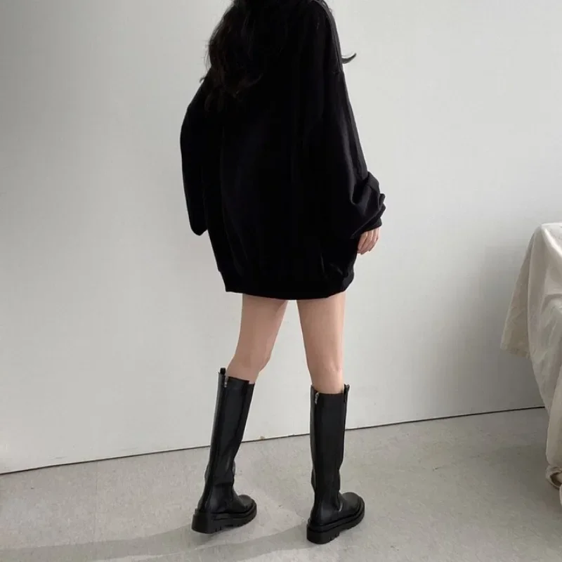 Girl Hip Hop Oversized Hoodies Women Zip Up Harajuku Top Letter Print Sweatshirts Korean Vintage Loose Autumn Winter Tops