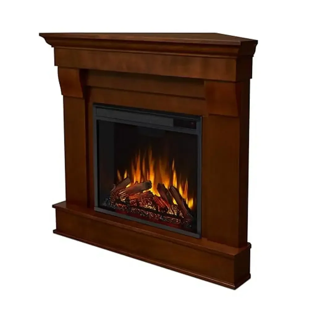 Corner Electric Fireplace with Mantel Insert Realistic Flames and Heater Remote Control 6 Colors Adjustable Thermostat Timer 41