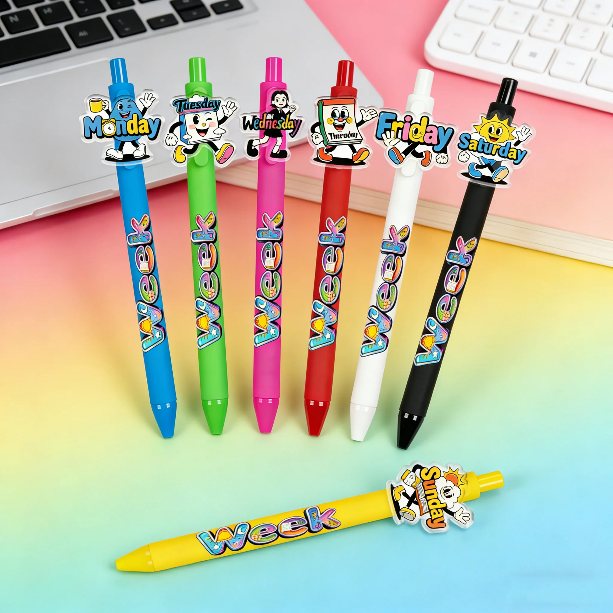 

7pcs/14pcs Weekly Series Ballpoint Pen Weekly Schedule Student Office Pen