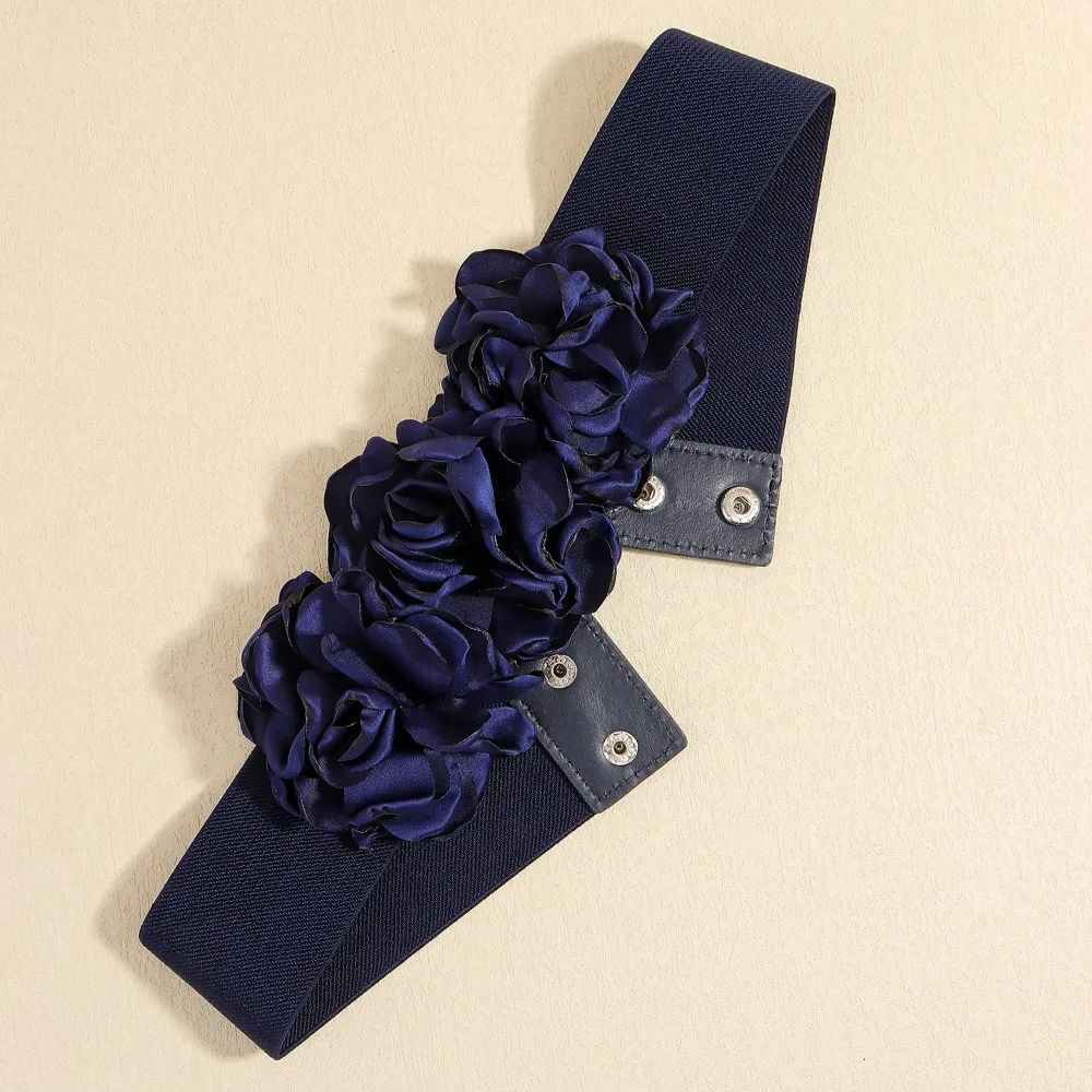 الرجعية الرجعية روز تمتد حزام واسعة اليدوية زهرة تصميم مشد حزام تنفس الخصر ختم الحزام