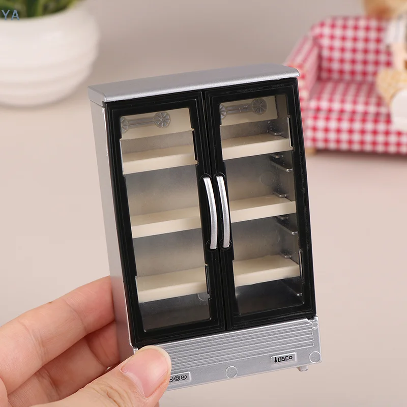 [A]1/12 Dollhouse Simulation Refrigerator Freezer Model Miniature Ornaments Dollhouse Mini Furniture Accessories Decorative Toys