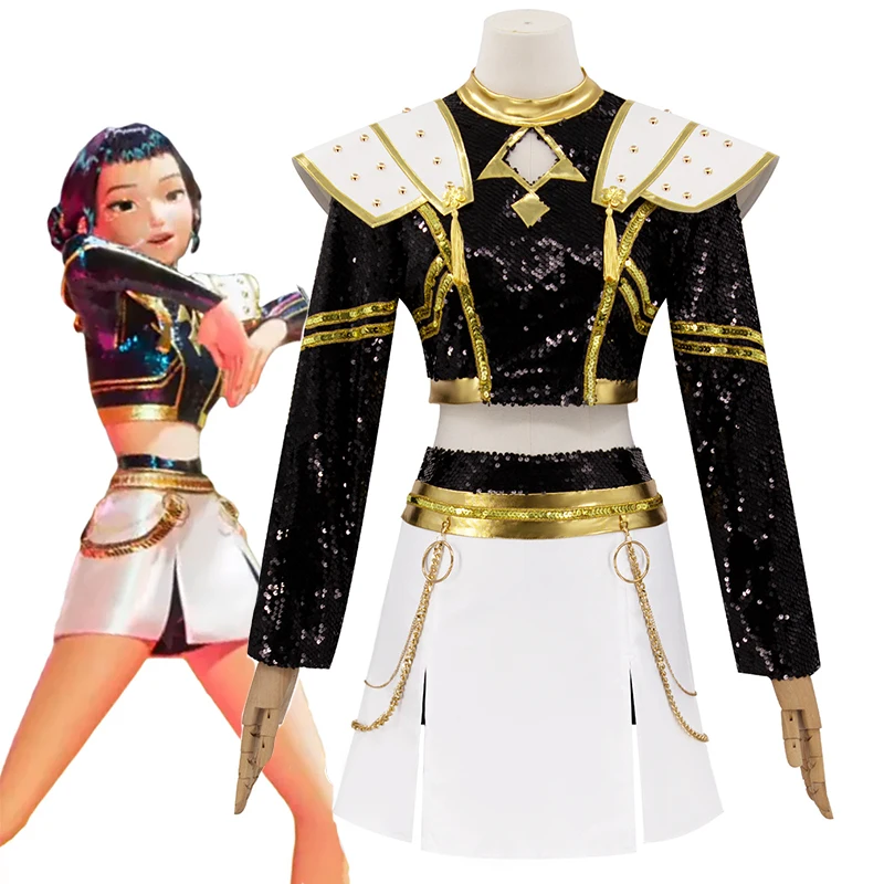 Traje de baile de estrella Kpop para adultos, disfraz de Halloween, vestido elegante para mujeres, cazadores de demonios KPop, traje negro Zoey, Cosplay de Anime