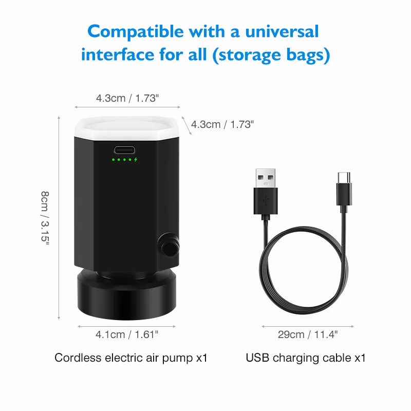 1-15 stuks universele vacuümopbergtas met draadloze elektrische pomp, oplaadbare draadloze pomp voor tassen, ruimtebesparende reisorganisator
