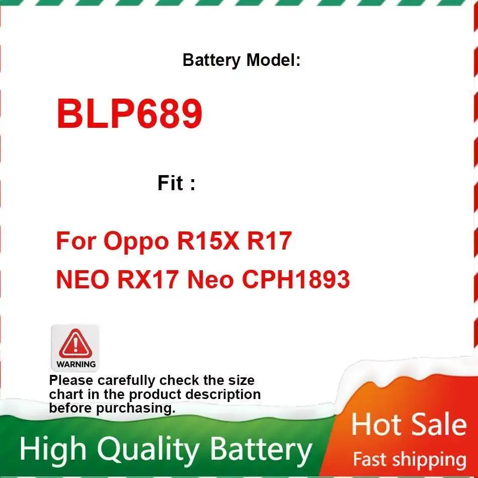 

Replaceable For Oppo R15X R17 Neo RX17 CPH1893 BLP689 Reliable Replacement Mobile Phone Battery 3600Mah