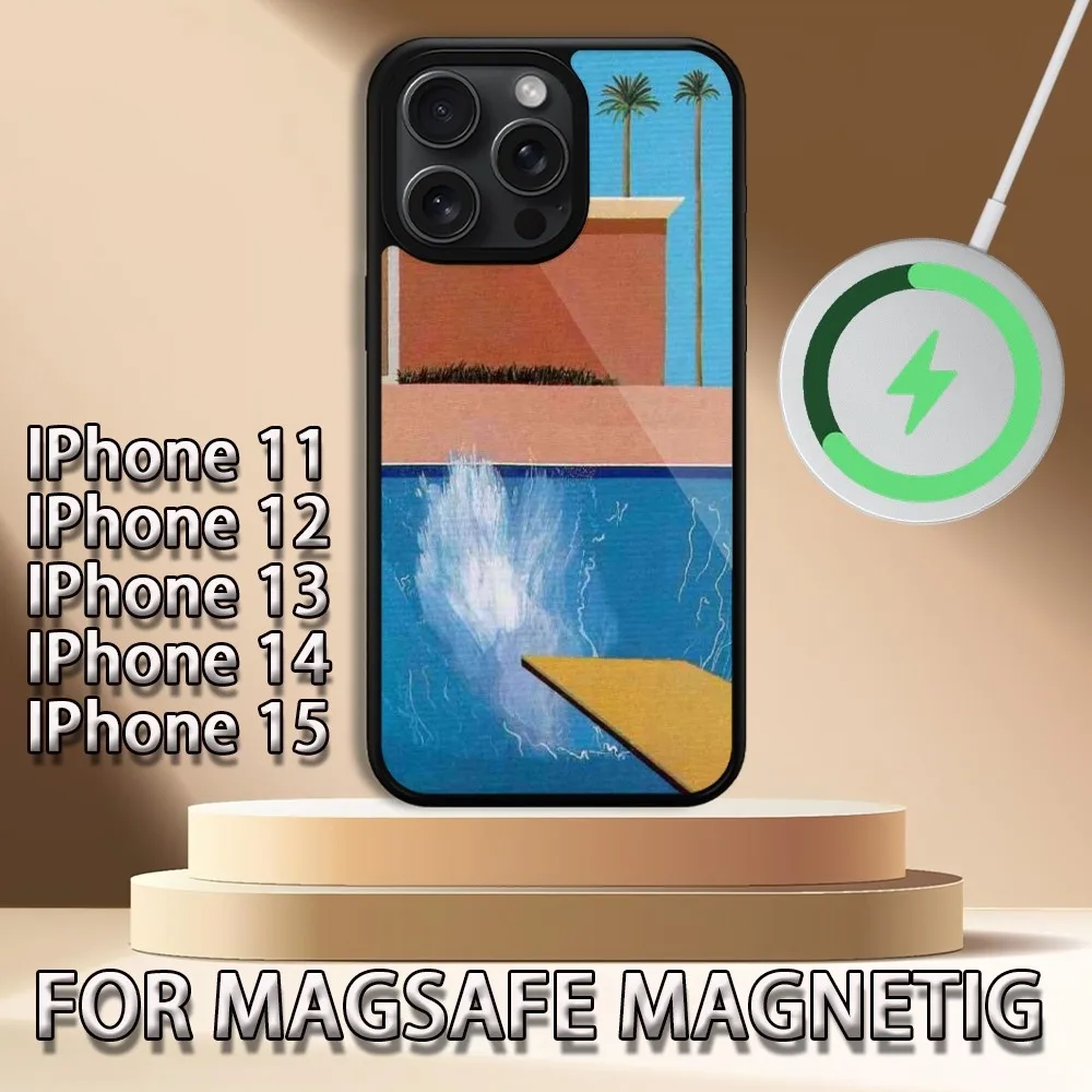 David Hockney Art  Phone Case For iPhone 15 14 13 12 11 Pro Max Plus Magsafe Magnetic Wireless Charging Cover