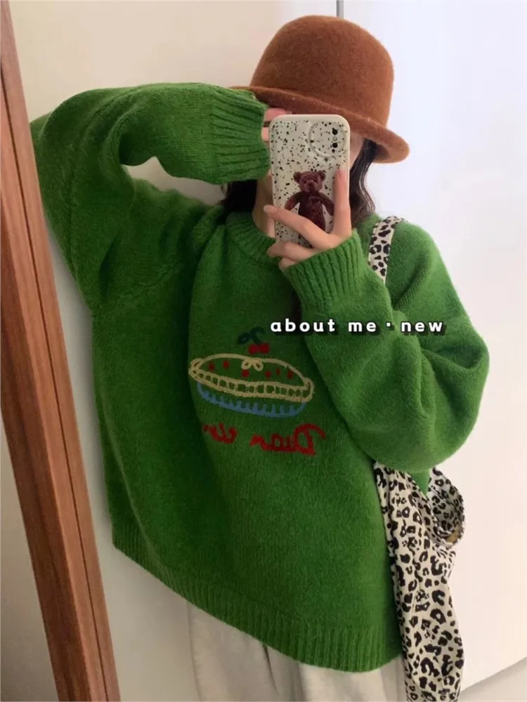 Jumper Knitted Autumn Winter Modis Korean Fruit Cake Sweater Women Cute Pink Pullover Woman Ladies Sweaters Tops 2023 Pull Femme