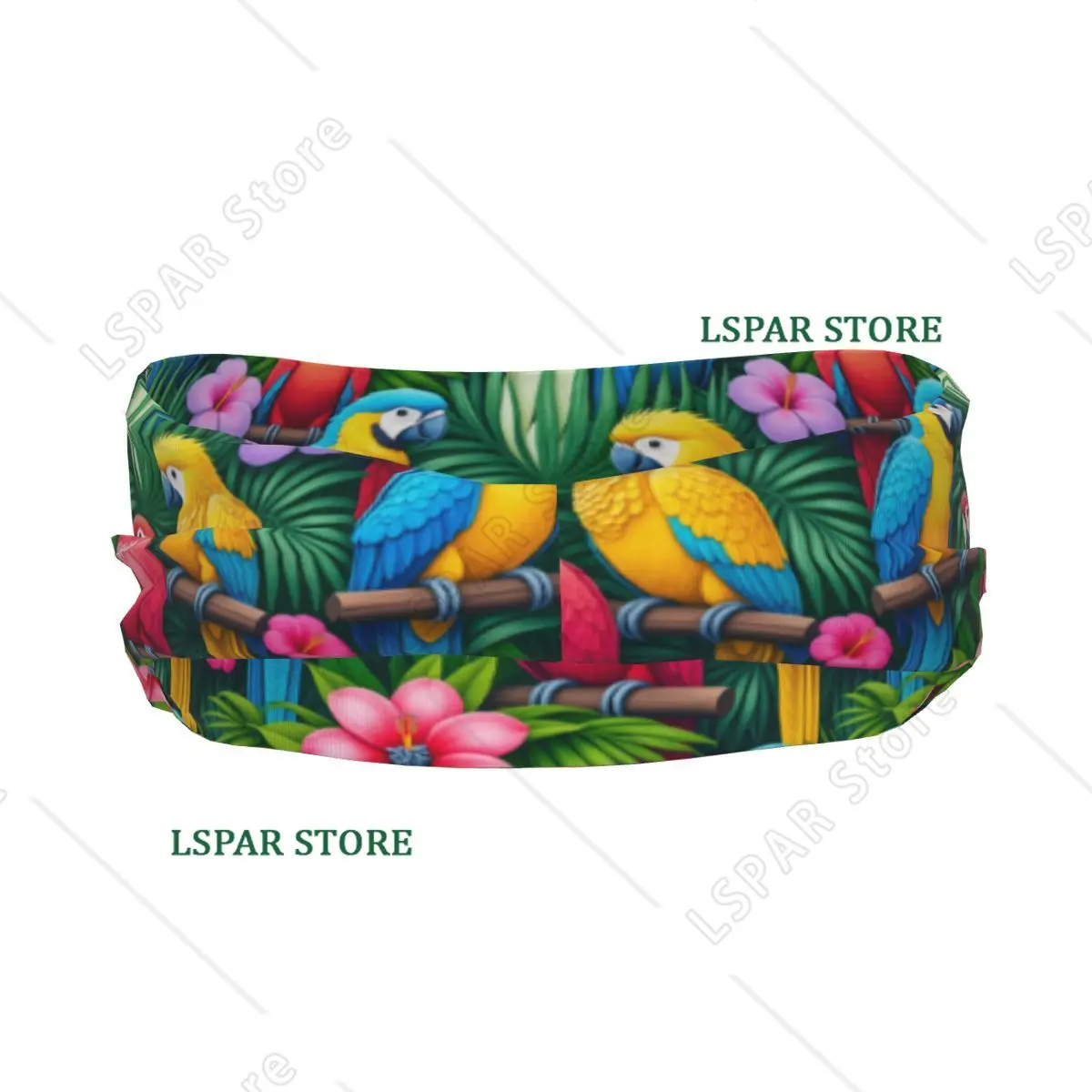 Sports Headband Portable Hair Band Tropical Parrot And Flowers Hair Wrap Brace Running Exercising Sweatband