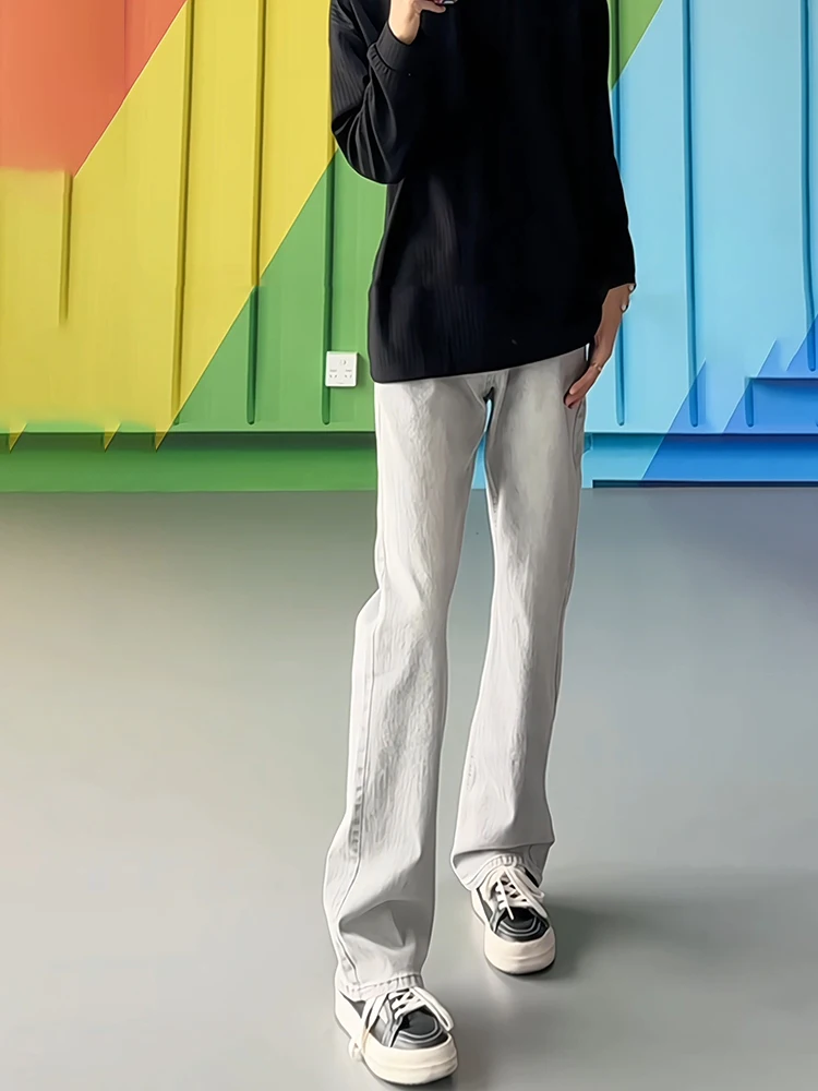 Waed out ey Men's Jeans Straight Leg Micro Flared Pants Slimming Effect Spring Autumn American Vibe Youth Faion