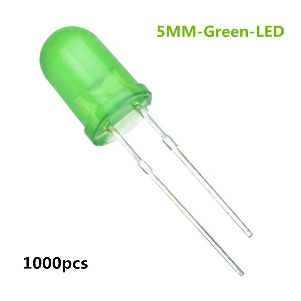 1000 sztuk okrągła dioda LED 5mm 5mm różnorodny zestaw biały zielony czerwony niebieski żółty DIY dioda elektroluminescencyjna F5 — zdjęcie 6