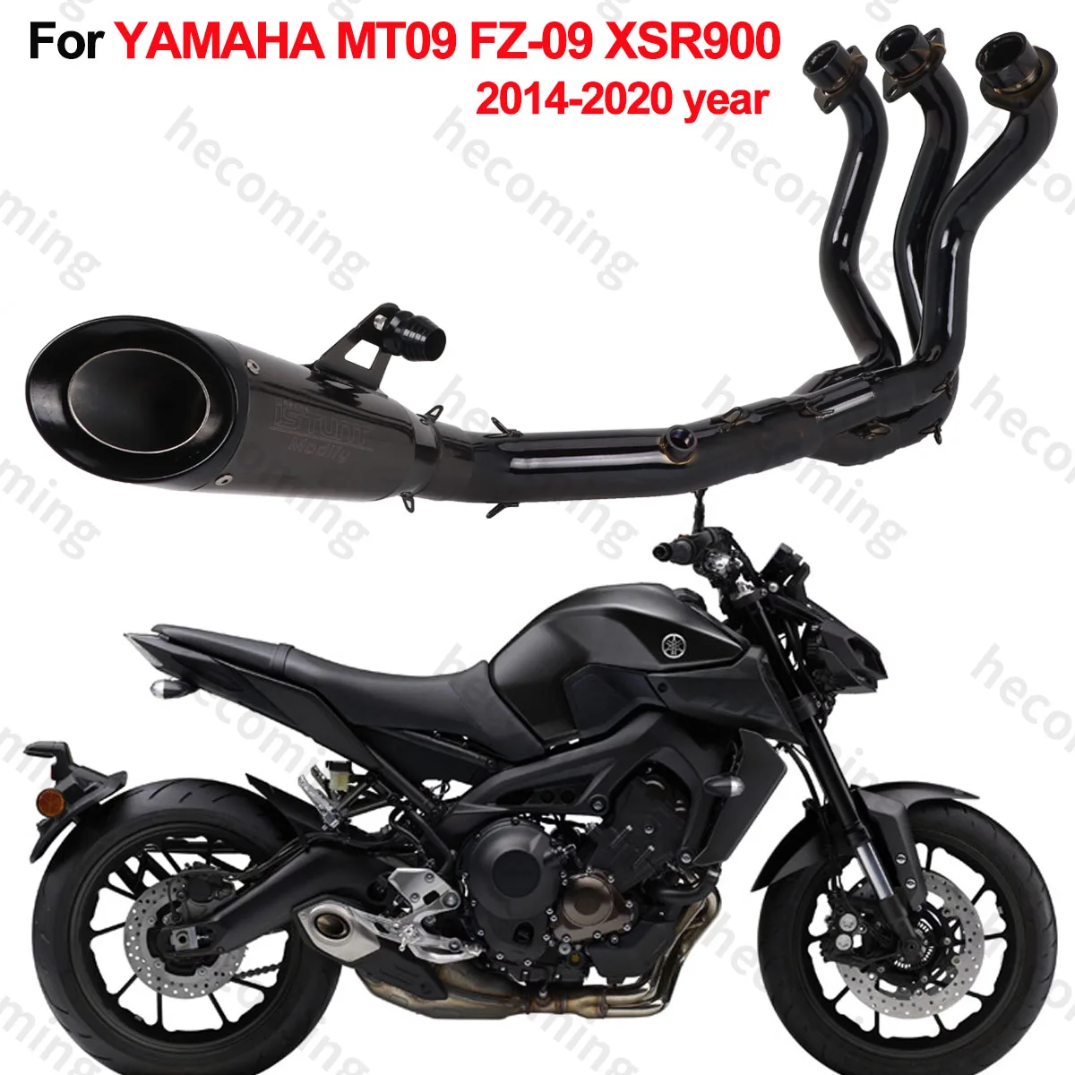 Full Exhaust Systems Slip on For Yamaha MT09 FZ09 Tracer 9 GT XSR900 2014-2023 Motorcycle Exhaust Escape Link Pipe Muffler