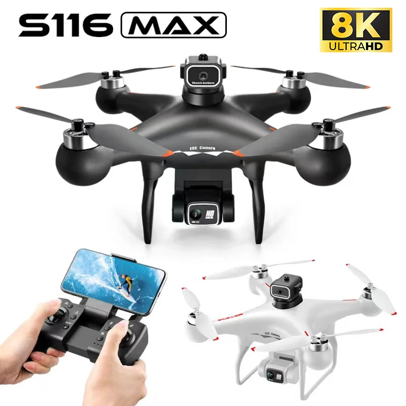 Nowy S116 MAX zdalnie sterowany Quadcopter promissional unikanie przeszkód Dron podwójny aparat 4K przepływ optyczny bezszczotkowy silnik