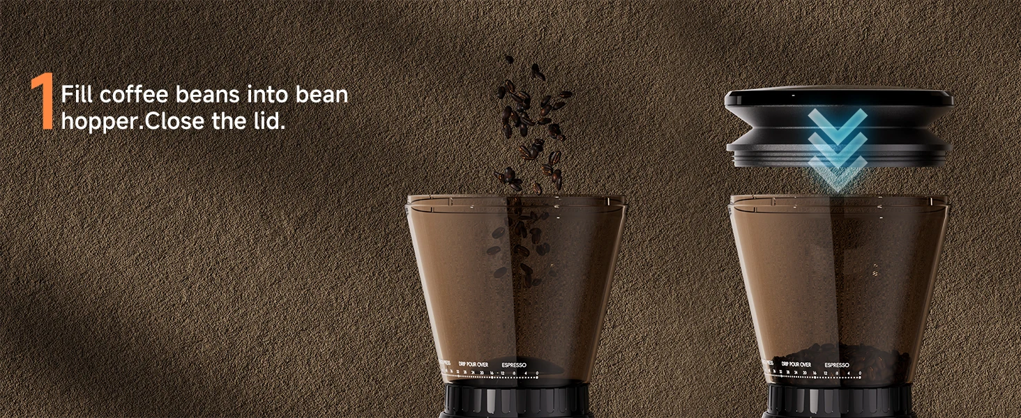 BioloMix Professioneller konischer Gratmühle, 48 einstellbare Einstellungen mit abnehmbarem Halter für Espresso-Tropfen und French-Press – Detail 11
