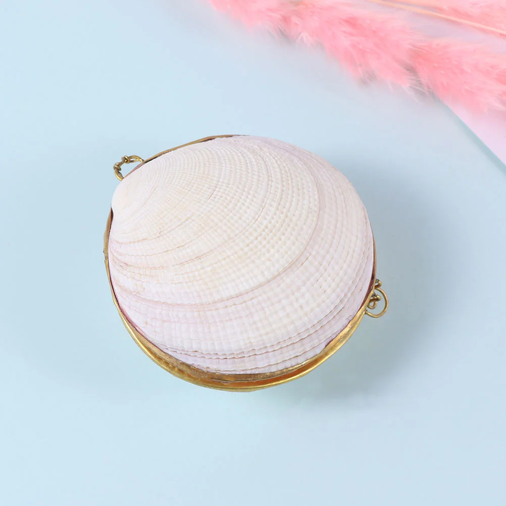 2 Pcs Shell Jewelry Box Decorations Ring Seashell Dish Metal Boxes Small Necklace