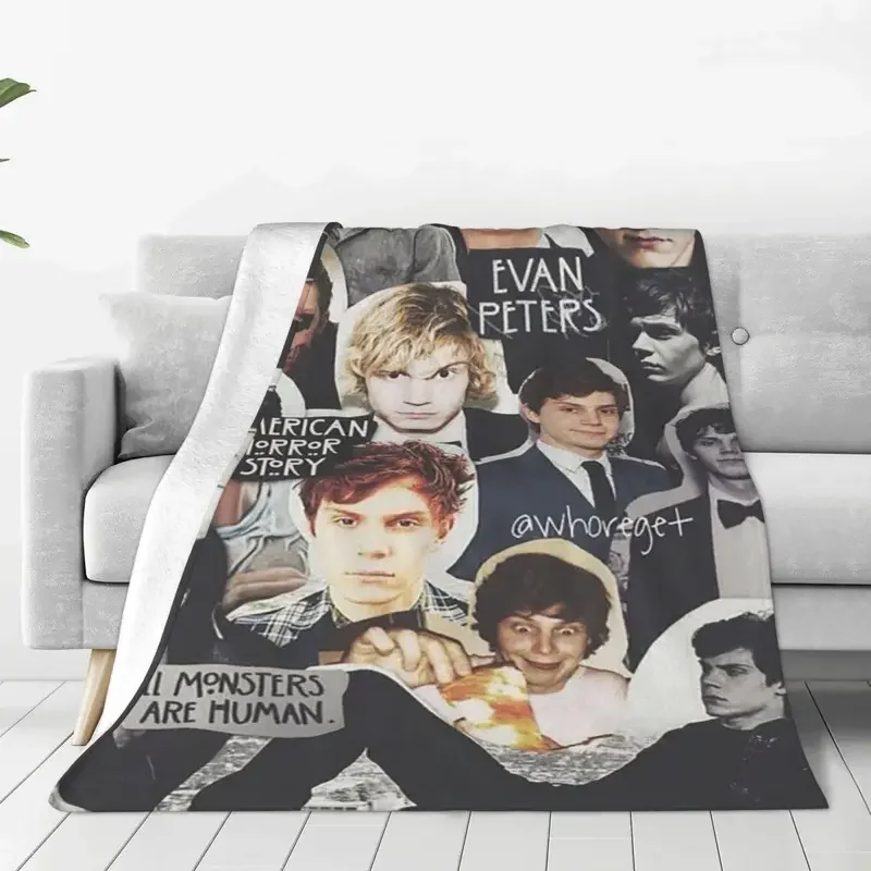 Cute Evan Peters movie actor blanket flannel autumn/winter portable thin throw blanket for bed bedroom plush thin quilt