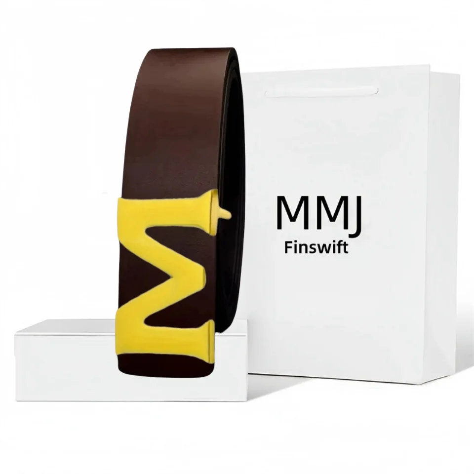 ​ ​ حزام جلد البقر عالي الجودة للرجال بإبزيم ناعم - حزام عصري كاجوال للشباب والطلاب، حزام خصر جلدي متين