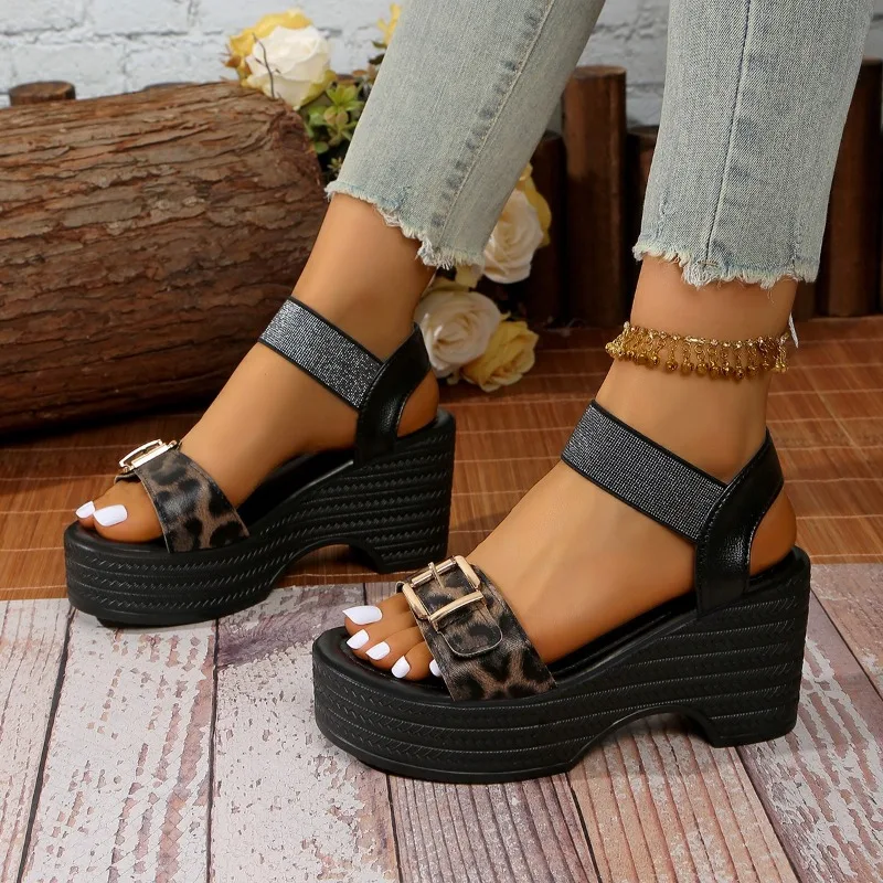 

2025 High Heels Women's Thick Heel Platform High Heel Platform Sandals Women's Summer Women's Shoes