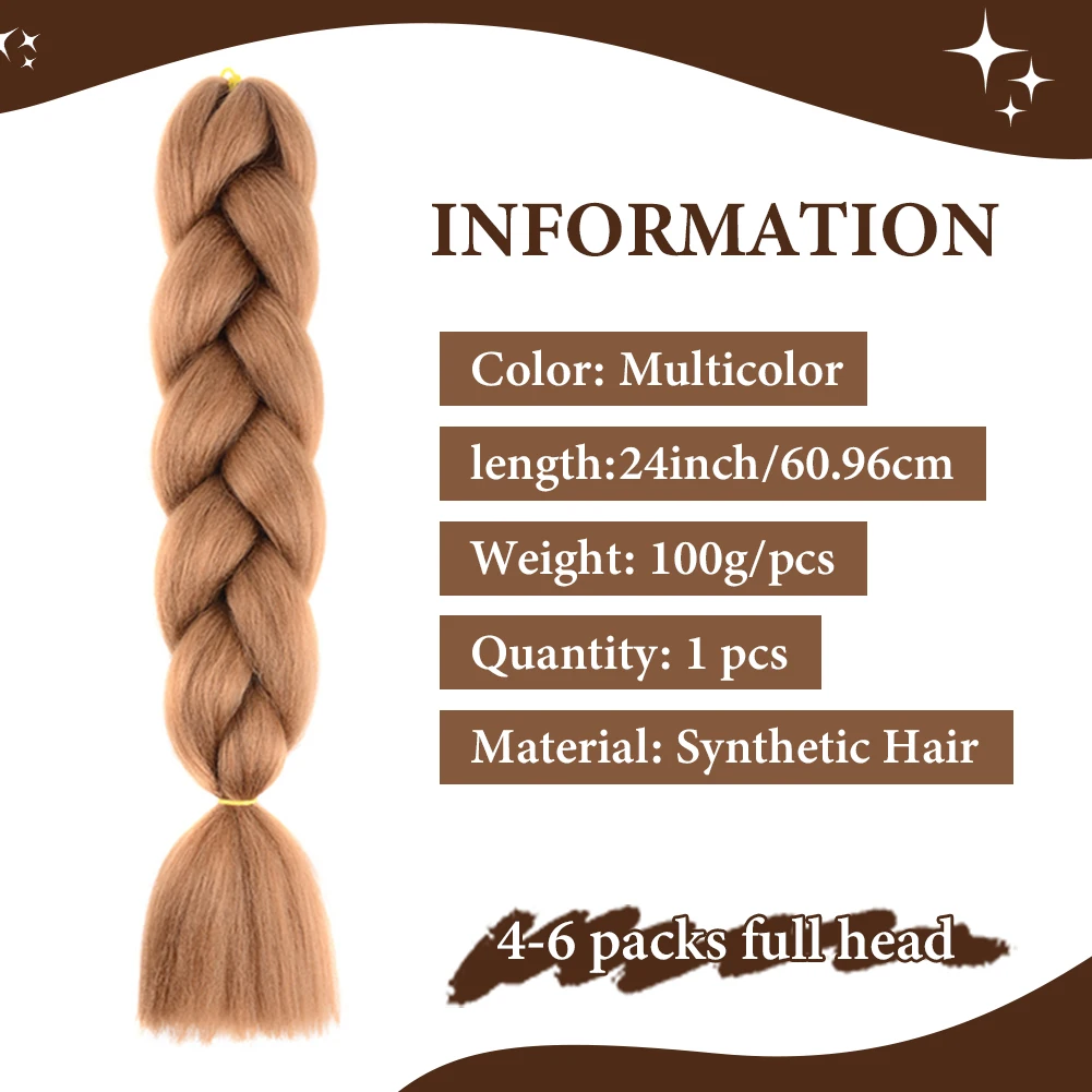 Extensiones de trenzas Jumbo para mujer, pelo sintético Afro, Color degradado, kanekalon, 24 pulgadas