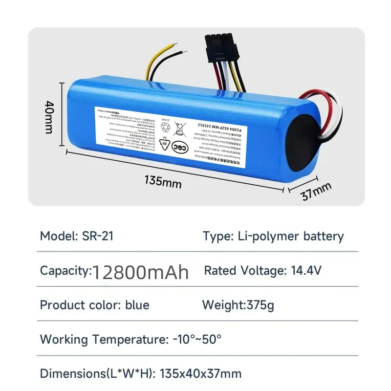

14.4V 12800mAh Li-ion Battery Pack For CECOTEC Conga 4090/4490/4690/4590 Mopping Robot Netease NIT.battery