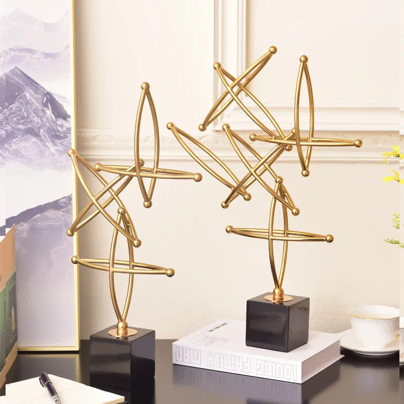 ABC Metal Handicraft Ornaments Geometric Irregularity Golden Star Hollow Sculpture Decorative Figurines Home Decoration