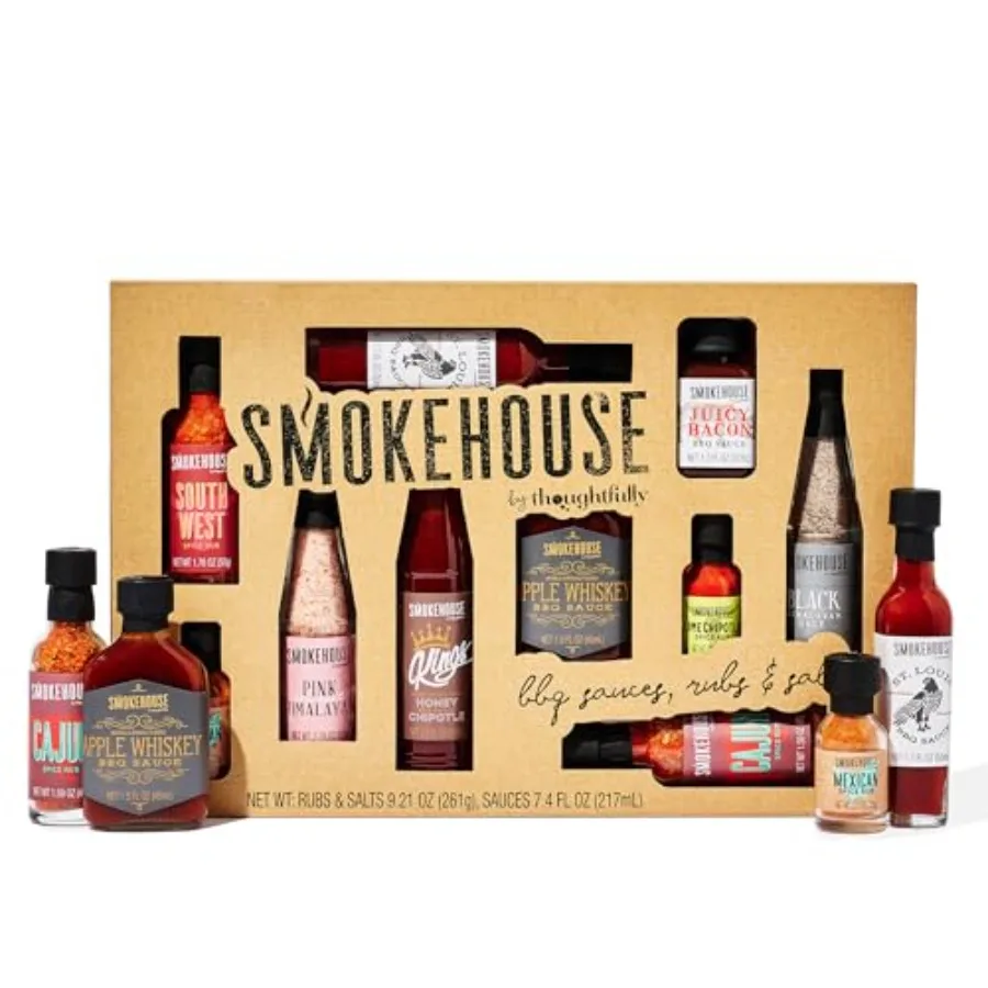 

Smokehouse by Ultimate BBQ Sampler Set Vegan and Vegetarian Includes a Variety of Flavorful USA Made BBQ Sauces Rubs and Salts