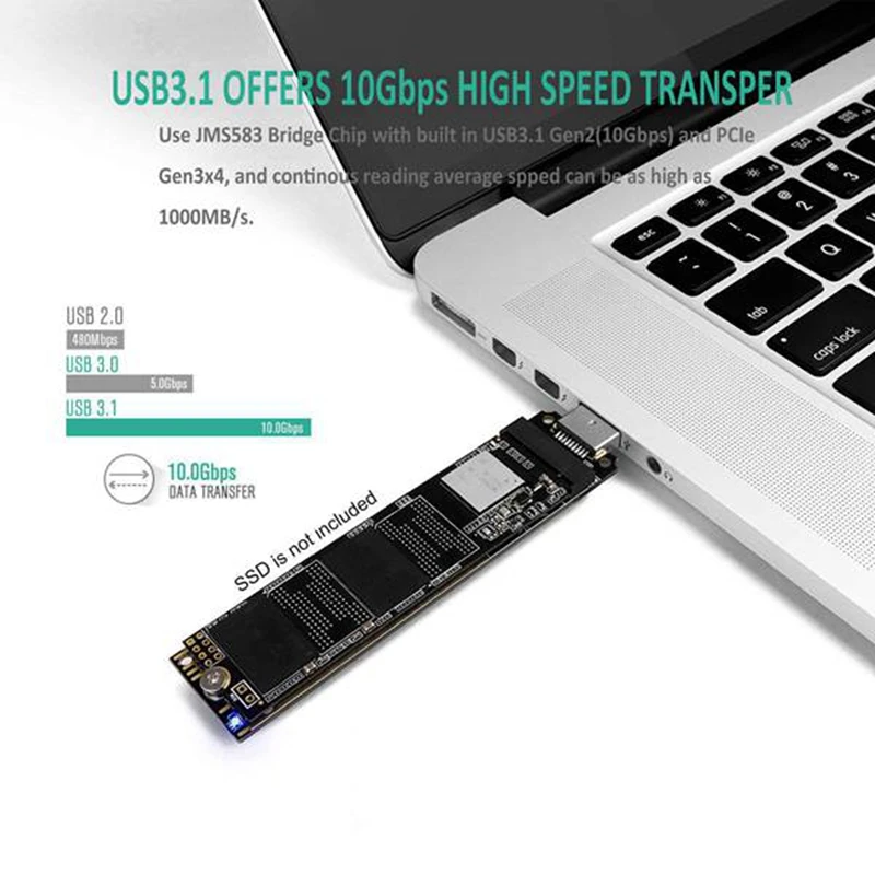 Transfer Card M.2 Solid-State Drive NVME Protocol To USB3.1 Adapter Card SSD Solid-State Drive To TYPE-C In-Line Expansion Card