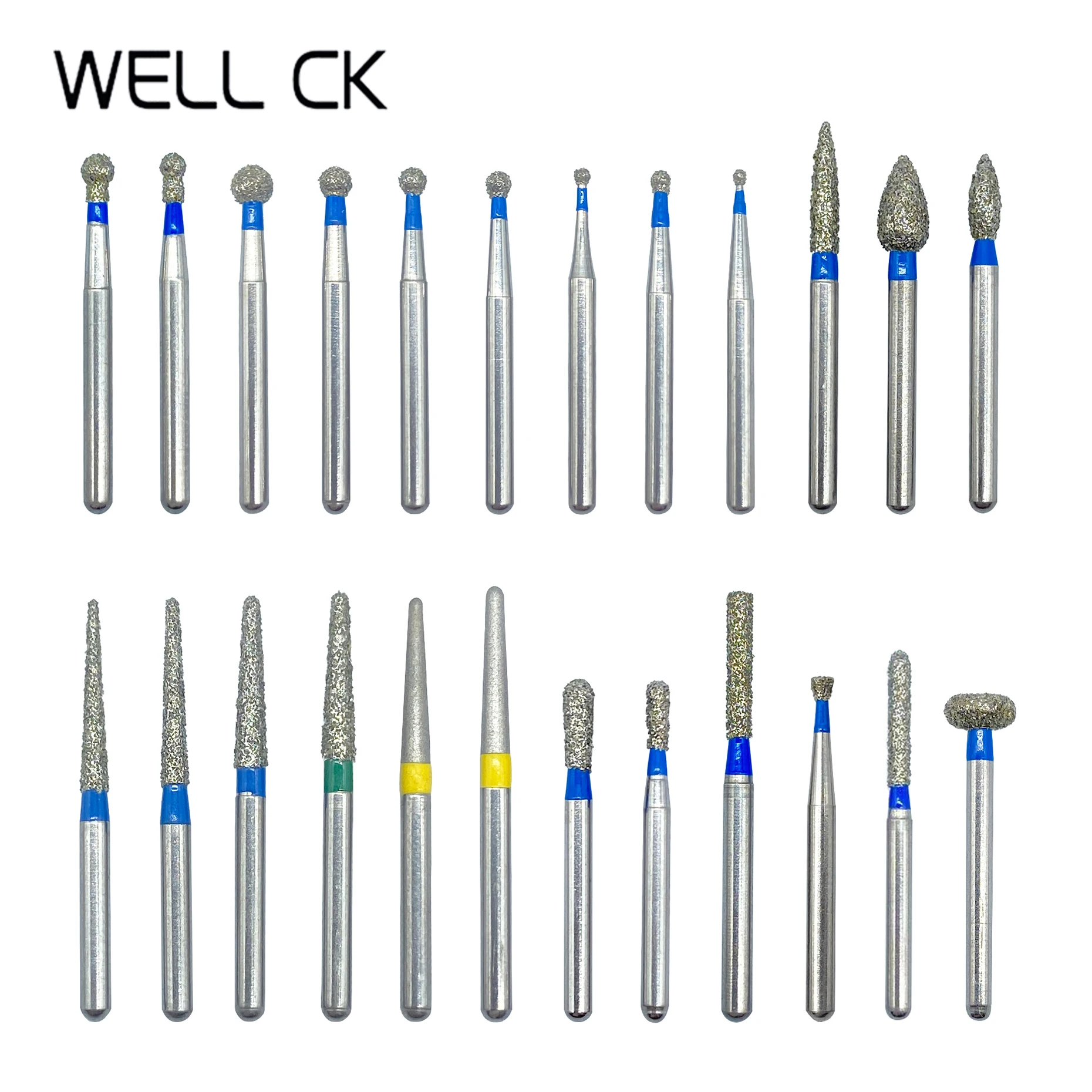 WELL CK 10pcs/Pack Dental Diamond Burs Drill for High Speed Handpiece Dentist Burs FG Series Dia 1.6mm