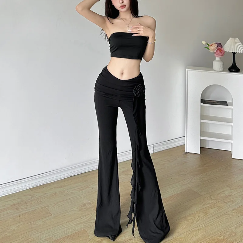 

European and American style summer new women's fashion sexy high Fanny pack hip straight leg casual pants women
