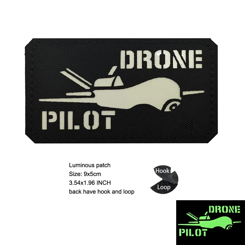 Tactical Bag Accessories WARNING DRONES ZONE 3D PVC Rubber Badge Laser Cut IR Glow Glow-in-the-dark Outdoor Backpack Patch