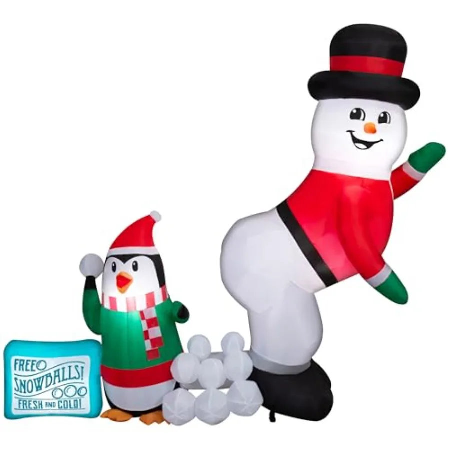 

7.5' Inflatable Animated Where Snowballs Come from Scene w/Penguin and Snowman Yard Decoration 883226