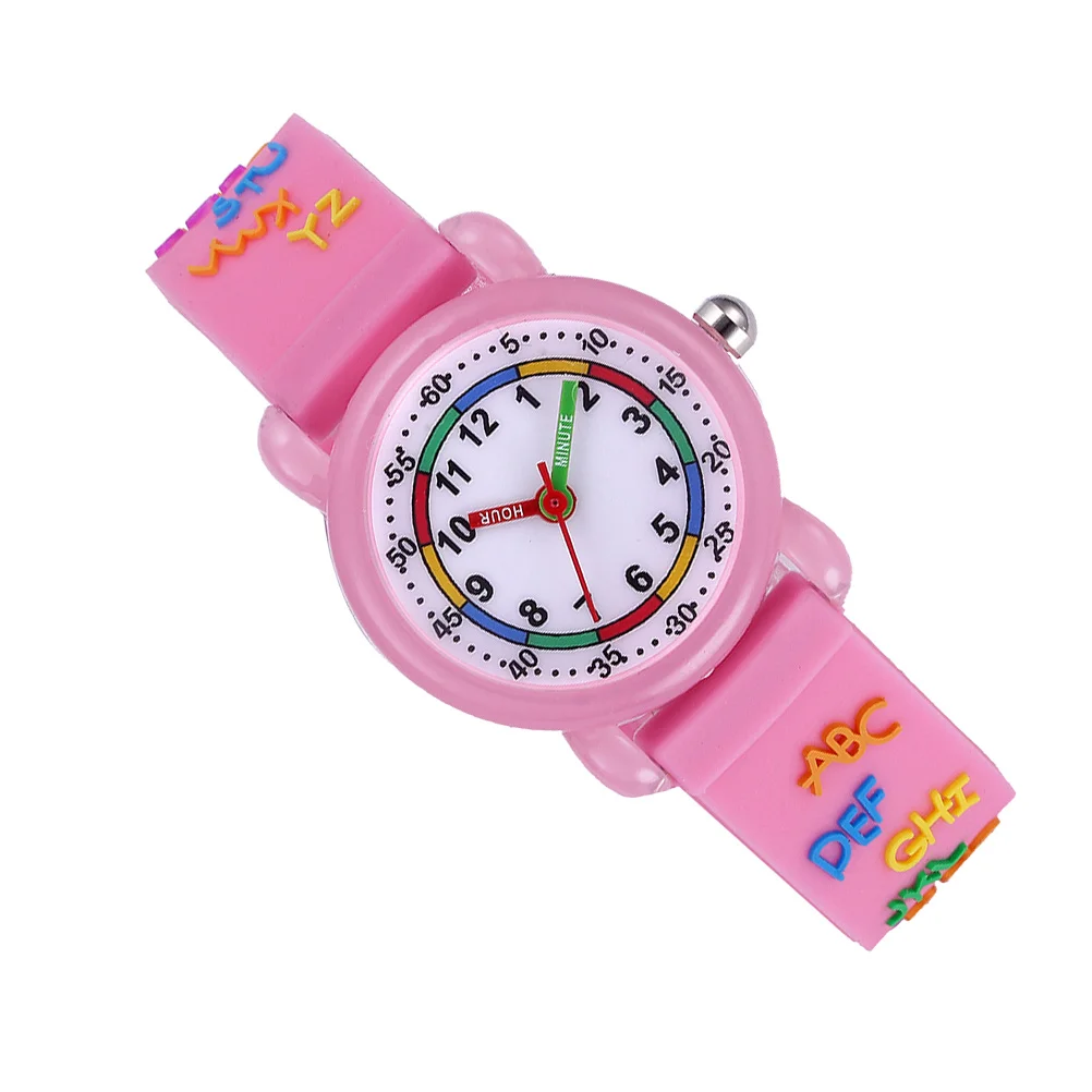 قطعة واحدة من ساعة كارتون بحركة كوارتز دقيقة وحزام مريح هدية عيد ميلاد رائعة لساعة الرسوم المتحركة الوردية #1