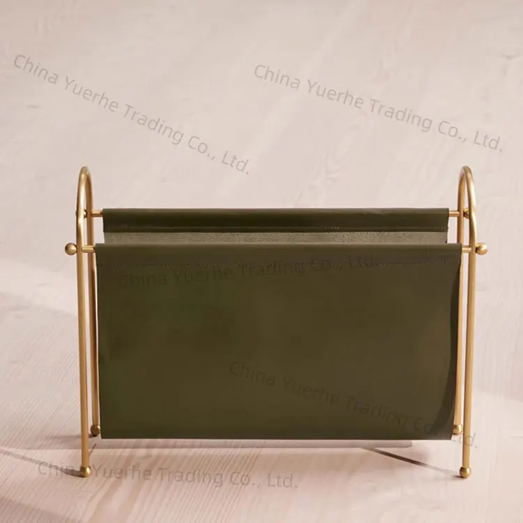

Light luxury metal leather magazine rack model room hotel living room study storage bookshelf soft decoration jewelry