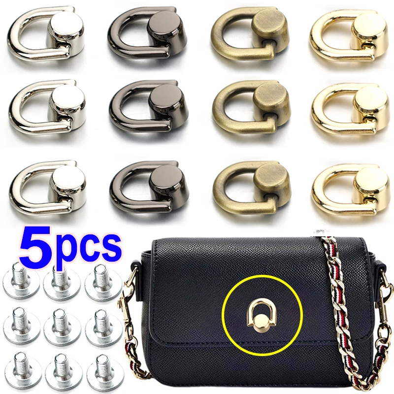 1/5PCS Metalen D-vormige Ring Tas Handvatten Keten Haak Tas Zijclip Schroef Nagel Klinknagel Handtas riem Connector Sluiting Gesp DIY Craft