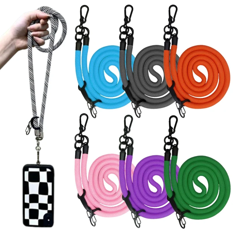 

New 10mm 120cm Length Phone Lanyard Outdoor Universal Mobile Phone Case Crossbody Card Neck Cord Clip Hang Anti-lost Wrist Strap