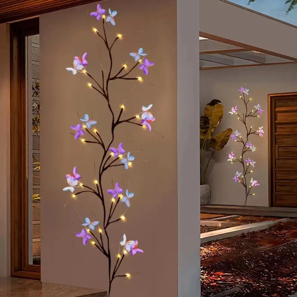 Cane String Light LED para Festa de Natal, USB, 8Funções, Controle Remoto, Layout de Cena, Flores de Simulação, Decorativas, 1.3m