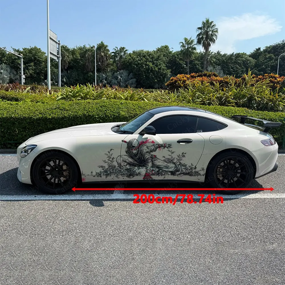 2pcs Dark Assassin Car Sticker Full Body Floral Decoration Covering Scratches Protect Car Sticker Waterproof Car Vinyl Wraps